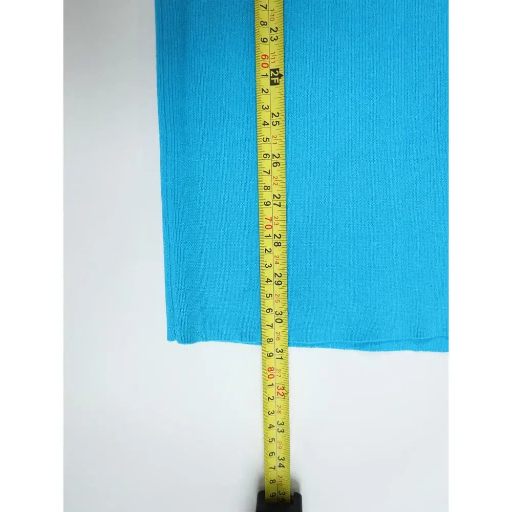 NWT Turquoise Knit Two-Piece Skirt Tie Front Cardigan Midi Skirt Resort Coastal